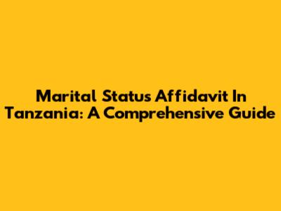 Marital Status Affidavit In Tanzania: A Comprehensive Guide