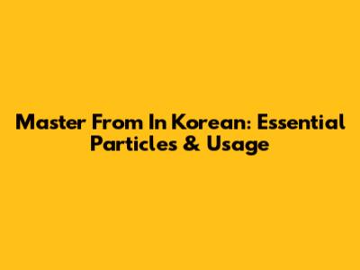Master 'From' In Korean: Essential Particles & Usage