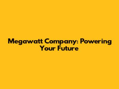 Megawatt Company: Powering Your Future