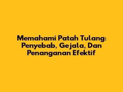 Memahami Patah Tulang: Penyebab, Gejala, Dan Penanganan Efektif