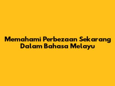 Memahami Perbezaan 'Sekarang' Dalam Bahasa Melayu