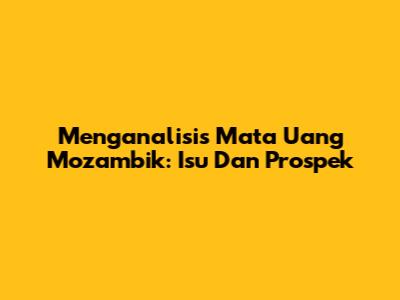 Menganalisis Mata Uang Mozambik: Isu Dan Prospek