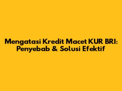 Mengatasi Kredit Macet KUR BRI: Penyebab & Solusi Efektif