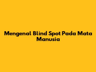 Mengenal Blind Spot Pada Mata Manusia