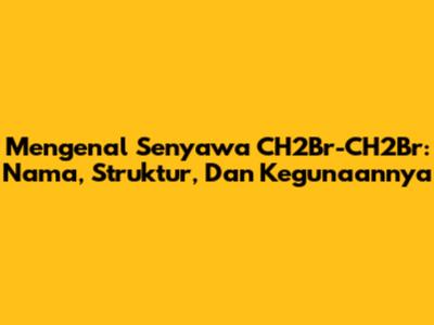 Mengenal Senyawa CH2Br-CH2Br: Nama, Struktur, Dan Kegunaannya
