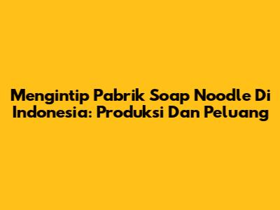 Mengintip Pabrik Soap Noodle Di Indonesia: Produksi Dan Peluang