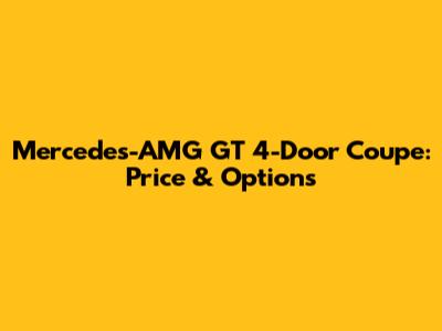 Mercedes-AMG GT 4-Door Coupe: Price & Options