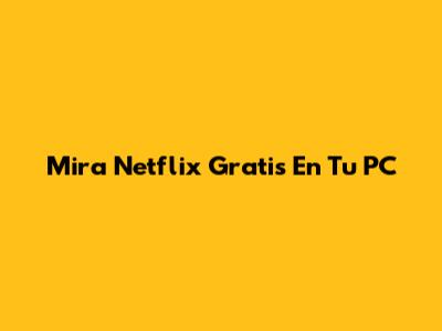 Mira Netflix Gratis En Tu PC