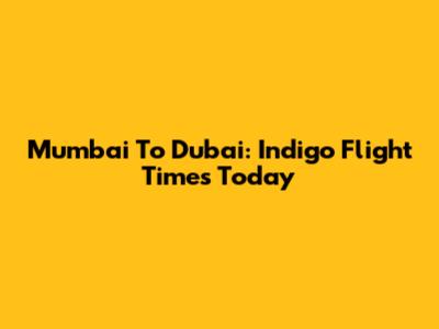 Mumbai To Dubai: Indigo Flight Times Today