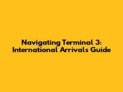 Navigating Terminal 3: International Arrivals Guide