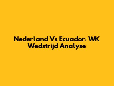 Nederland Vs Ecuador: WK Wedstrijd Analyse