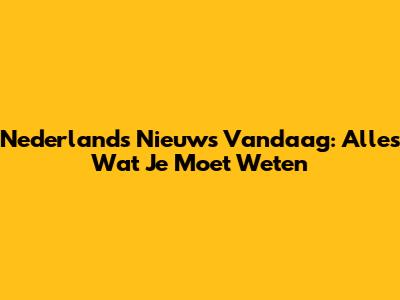 Nederlands Nieuws Vandaag: Alles Wat Je Moet Weten
