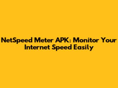 NetSpeed Meter APK: Monitor Your Internet Speed Easily