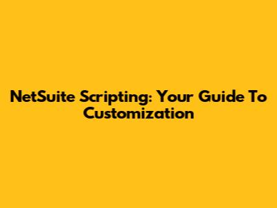 NetSuite Scripting: Your Guide To Customization