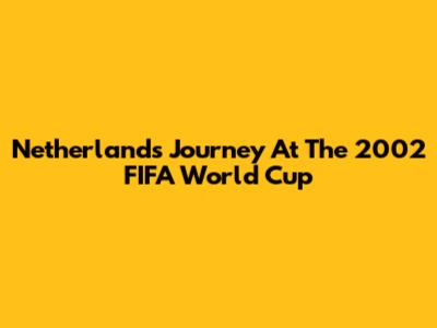 Netherlands' Journey At The 2002 FIFA World Cup
