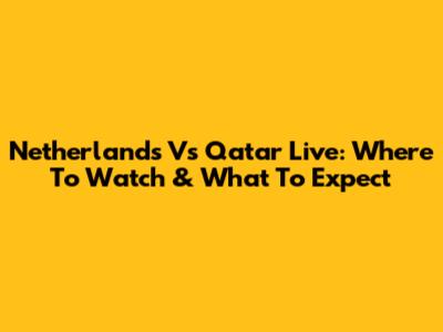 Netherlands Vs Qatar Live: Where To Watch & What To Expect