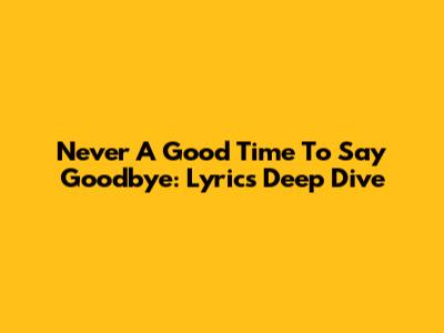 Never A Good Time To Say Goodbye: Lyrics Deep Dive