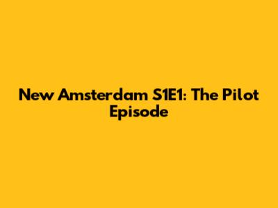 New Amsterdam S1E1: The Pilot Episode
