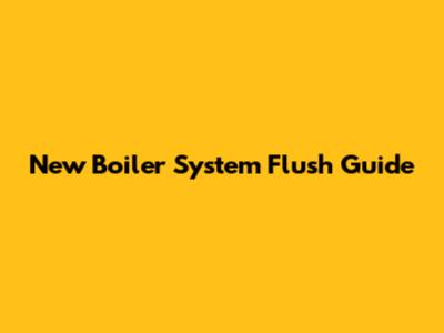 New Boiler System Flush Guide