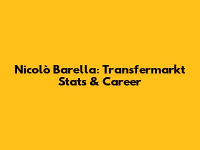 Nicolò Barella: Transfermarkt Stats & Career