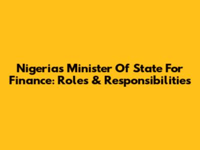 Nigeria's Minister Of State For Finance: Roles & Responsibilities