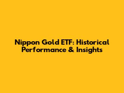 Nippon Gold ETF: Historical Performance & Insights