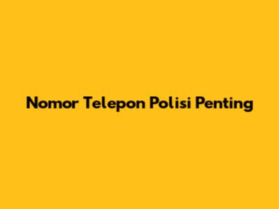 Nomor Telepon Polisi Penting