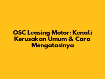 OSC Leasing Motor: Kenali Kerusakan Umum & Cara Mengatasinya