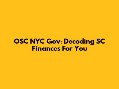 OSC NYC Gov: Decoding SC Finances For You