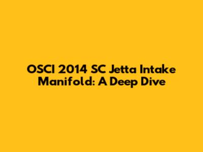 OSCI 2014 SC Jetta Intake Manifold: A Deep Dive