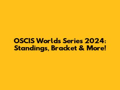 OSCIS Worlds Series 2024: Standings, Bracket & More!