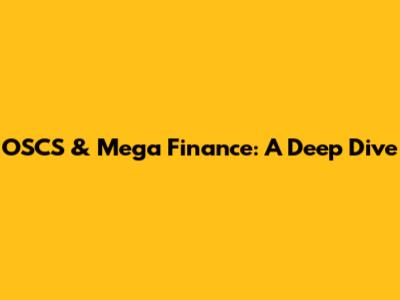 OSCS & Mega Finance: A Deep Dive
