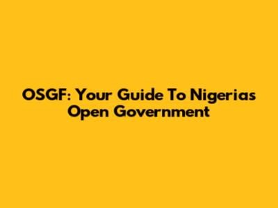 OSGF: Your Guide To Nigeria's Open Government