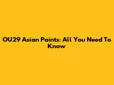 OU29 Asian Paints: All You Need To Know