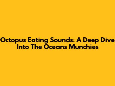 Octopus Eating Sounds: A Deep Dive Into The Ocean's Munchies