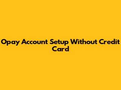 Opay Account Setup Without Credit Card