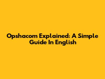 Opshacom Explained: A Simple Guide In English