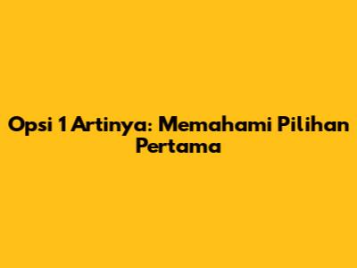 Opsi 1 Artinya: Memahami Pilihan Pertama