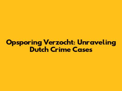 Opsporing Verzocht: Unraveling Dutch Crime Cases