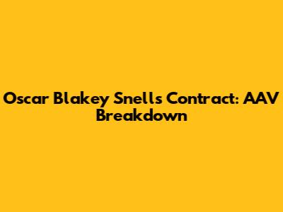Oscar Blakey Snell's Contract: AAV Breakdown