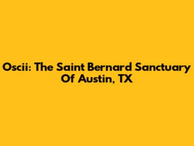 Oscii: The Saint Bernard Sanctuary Of Austin, TX