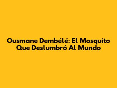 Ousmane Dembélé: El 'Mosquito' Que Deslumbró Al Mundo