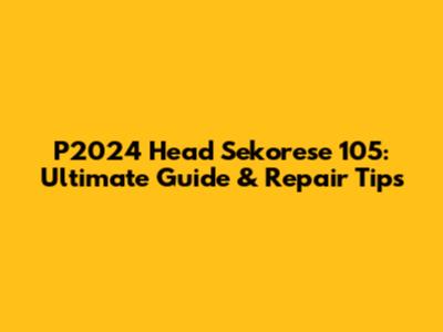 P2024 Head Sekorese 105: Ultimate Guide & Repair Tips