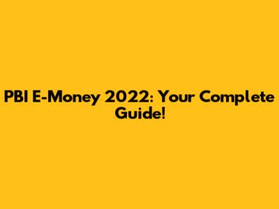 PBI E-Money 2022: Your Complete Guide!