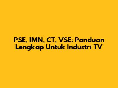 PSE, IMN, CT, VSE: Panduan Lengkap Untuk Industri TV