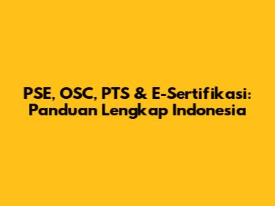 PSE, OSC, PTS & E-Sertifikasi: Panduan Lengkap Indonesia