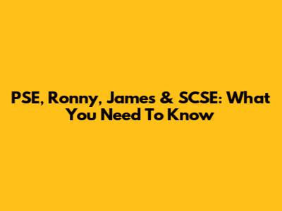 PSE, Ronny, James & SCSE: What You Need To Know