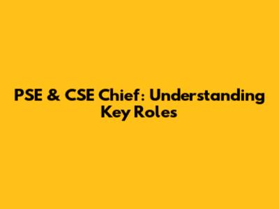 PSE & CSE Chief: Understanding Key Roles