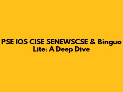 PSE IOS CISE SENEWSCSE & Binguo Lite: A Deep Dive