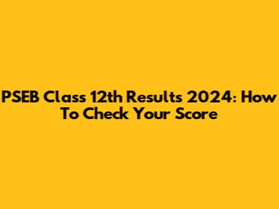 PSEB Class 12th Results 2024: How To Check Your Score